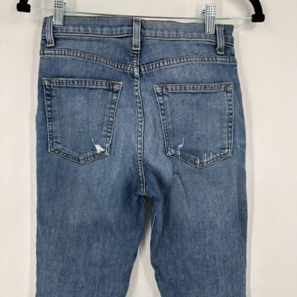 Reformation Hepburn High Rise Jeans Skinny Jeans Distressed Rainier Blue Size 26 - Picture 6 of 13